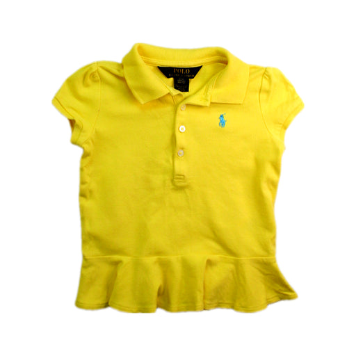 A Yellow Short Sleeve Polos from Polo Ralph Lauren in size 3T for girl. (Front View)
