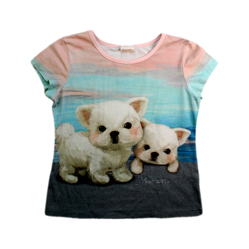 A Pink Short Sleeve T Shirts from Momonittu in size 8Y for girl. (Front View)