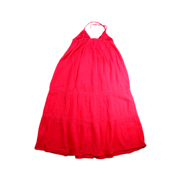 A Red Sleeveless Dresses from Bonton in size 8Y for girl. (Back View)