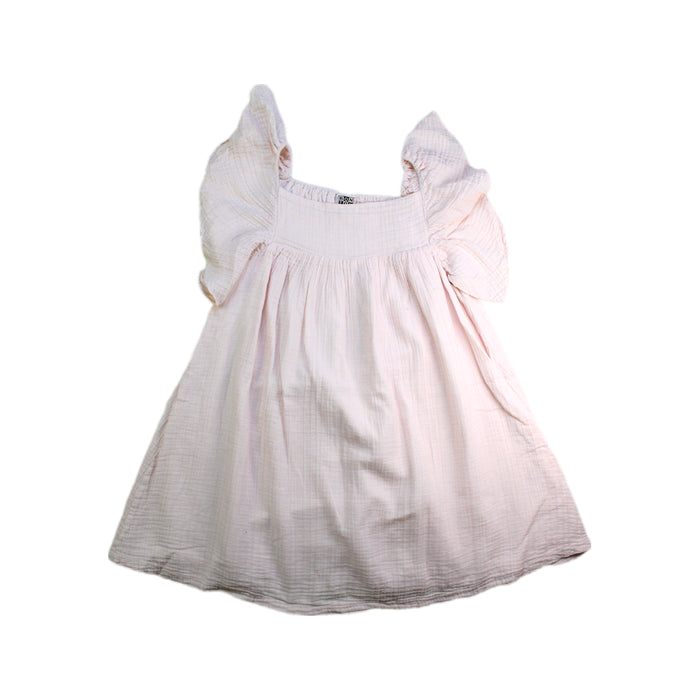 A Pink Sleeveless Dresses from Bonton in size 6T for girl. (Front View)