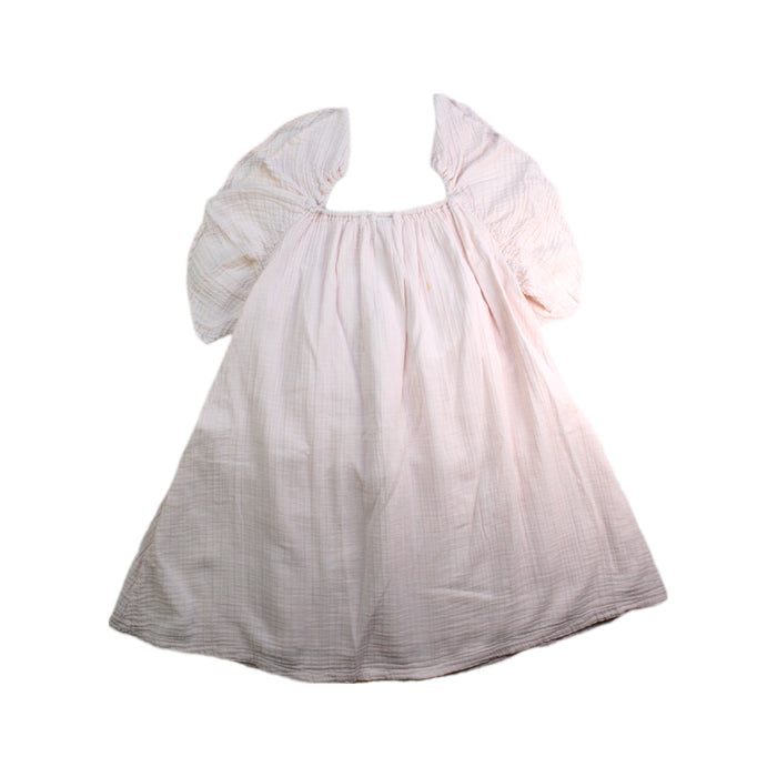 A Pink Sleeveless Dresses from Bonton in size 6T for girl. (Back View)