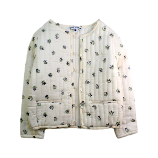 A Ivory Puffer/Quilted Jackets from Emile et Ida in size 6T for girl. (Front View)