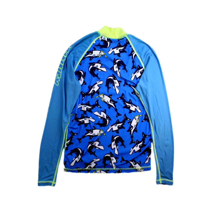 A Blue Rash Guards from Minnex in size 7Y for boy. (Back View)