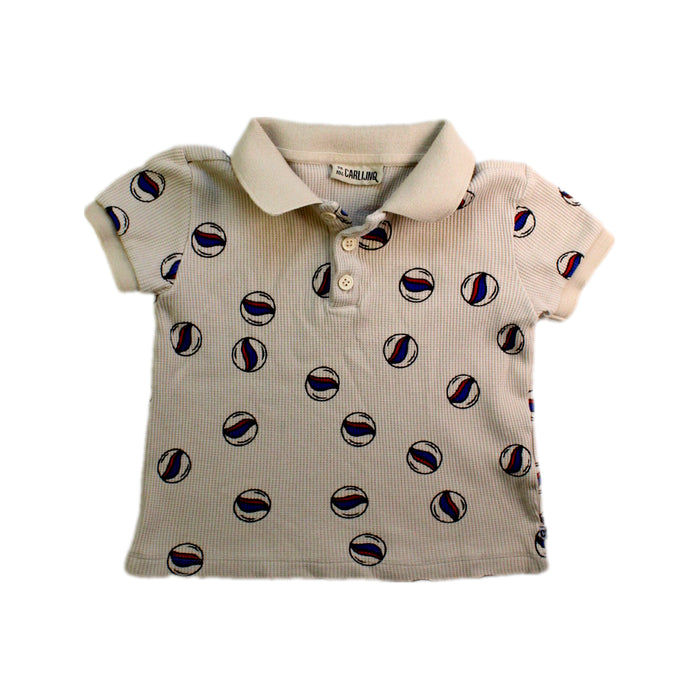 A Beige Short Sleeve Polos from CARLIJNQ in size 2T for boy. (Front View)