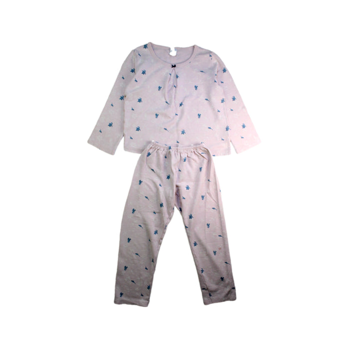 A Pink Pyjama Sets from Petit Bateau in size 6T for girl. (Front View)