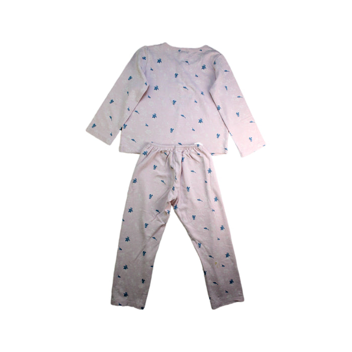 A Pink Pyjama Sets from Petit Bateau in size 6T for girl. (Back View)