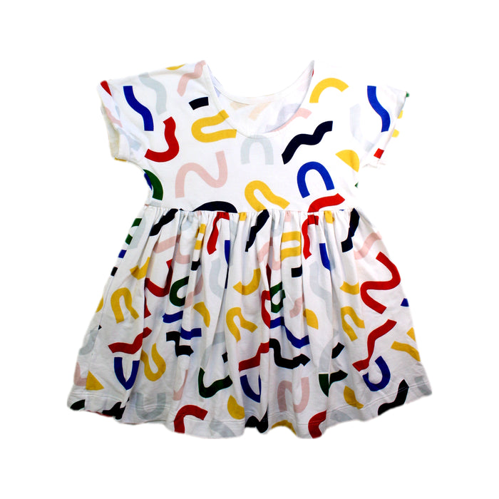 A Multicolour Short Sleeve Dresses from Petit Bateau in size 6T for girl. (Back View)