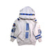 A White Hooded Sweatshirts from Molo in size 5T for boy. (Back View)