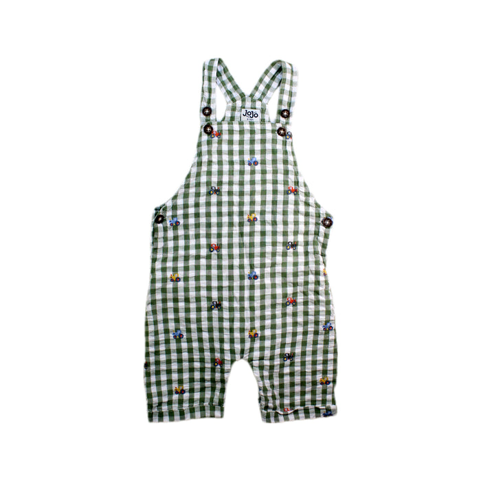 A Green Overall Shorts from Jojo Maman Bébé in size 2T for boy. (Front View)