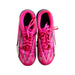 A Pink Cleats/Soccer Shoes from Puma in size 12Y for girl. (Back View)