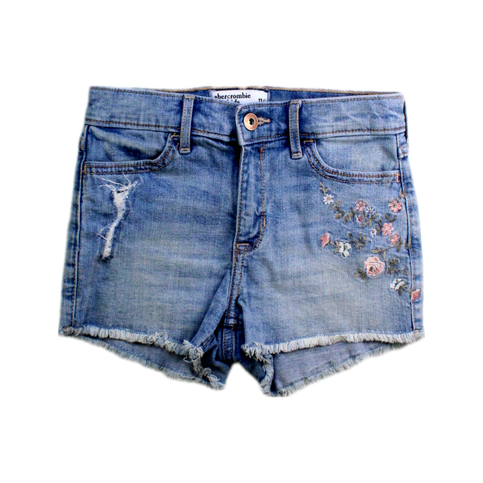 A Blue Shorts from Abercrombie & Fitch in size 11Y for girl. (Front View)