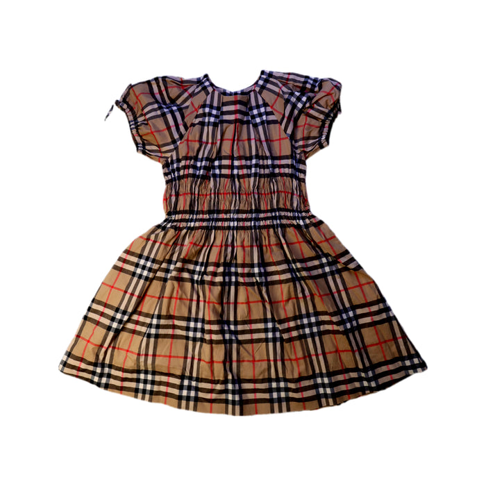 A Beige Short Sleeve Dresses from Burberry in size 4T for girl. (Front View)