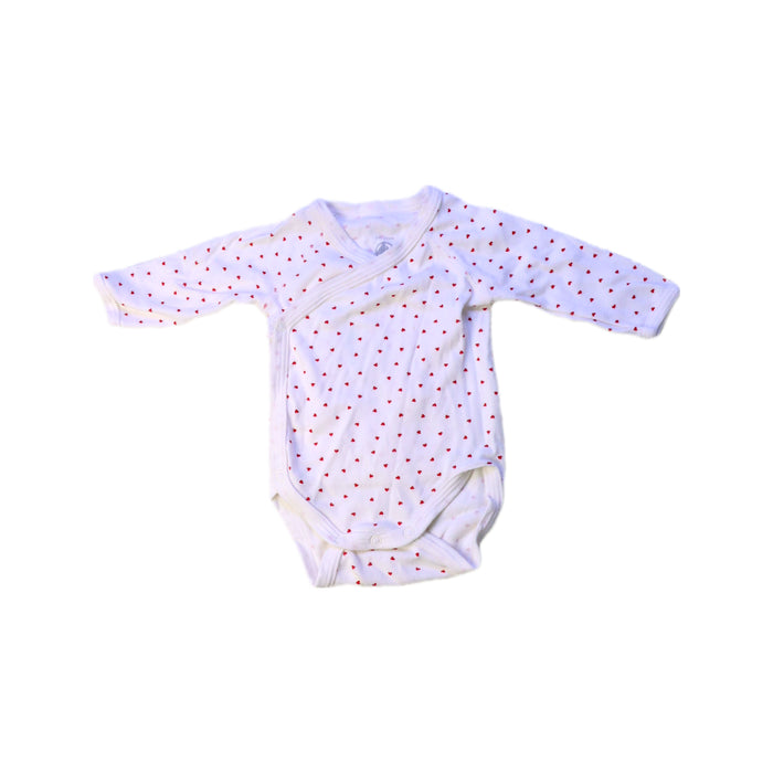 A White Long Sleeve Bodysuits from Petit Bateau in size 0-3M for girl. (Front View)