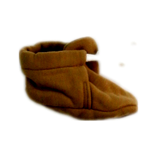 A Brown Booties from Quincy Mae in size 3-6M for neutral. (Front View)