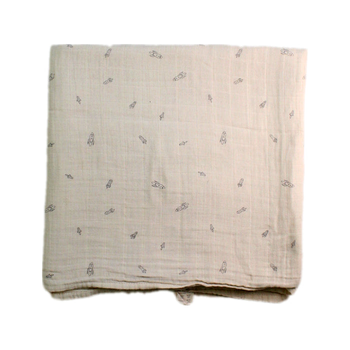 A Beige Swaddles from Mushie in size 0-3M for boy. (Back View)