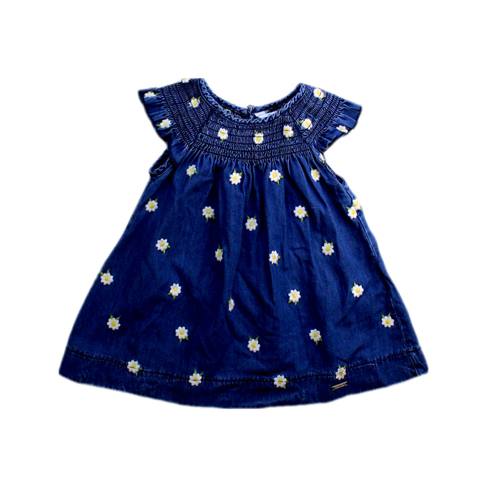 A Blue Sleeveless Dresses from Mayoral in size 6-12M for girl. (Front View)