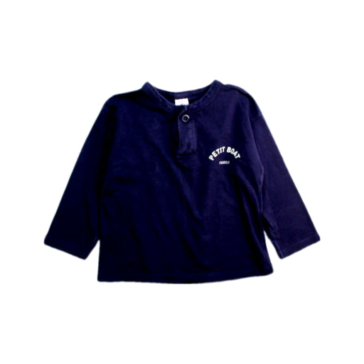 A Navy Long Sleeve Polos from Petit Bateau in size 18-24M for boy. (Front View)