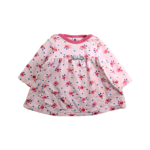 A Pink Long Sleeve Dresses from Petit Bateau in size 6-12M for girl. (Front View)