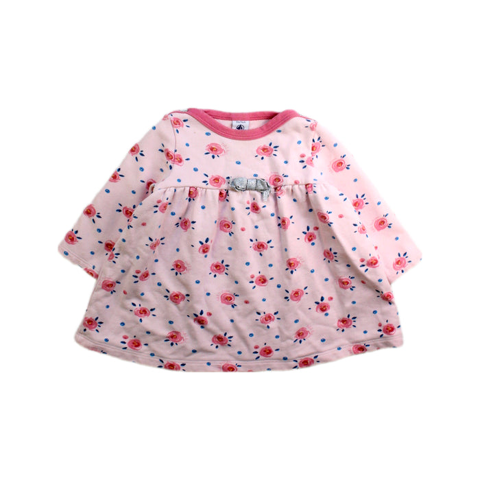A Pink Long Sleeve Dresses from Petit Bateau in size 6-12M for girl. (Front View)