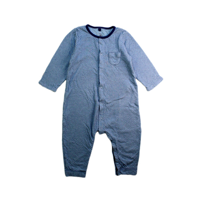 A Blue Onesies from Petit Bateau in size 12-18M for boy. (Front View)