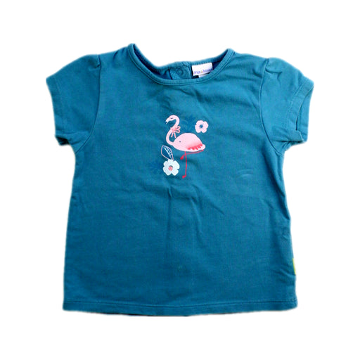 A Teal Short Sleeve Tops from P'tit Bisou in size 6-12M for girl. (Front View)