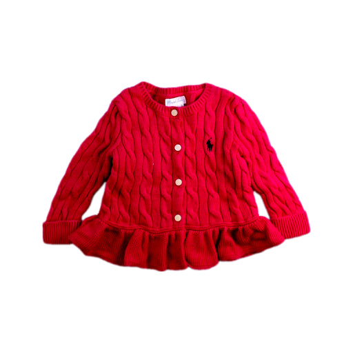 A Red Cardigans from Ralph Lauren in size 6-12M for girl. (Front View)
