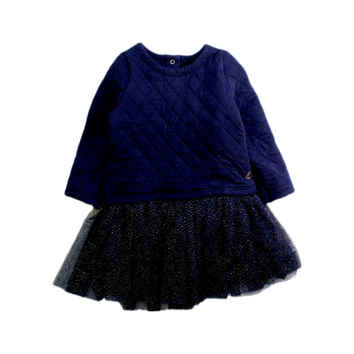 A Navy Long Sleeve Dresses from Petit Bateau in size 18-24M for girl. (Front View)
