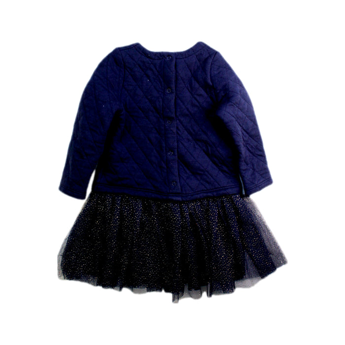 A Navy Long Sleeve Dresses from Petit Bateau in size 18-24M for girl. (Back View)