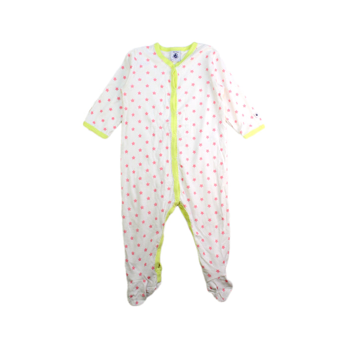 A White Onesies from Petit Bateau in size 6-12M for girl. (Front View)