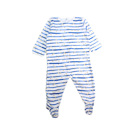 A Blue Onesies from Petit Bateau in size 6-12M for boy. (Front View)