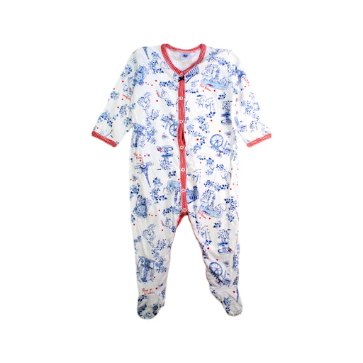 A White Onesies from Petit Bateau in size 6-12M for girl. (Front View)