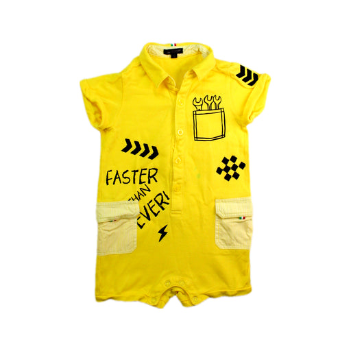 A Yellow Short Sleeve Rompers from Ferrari in size 6-12M for boy. (Front View)