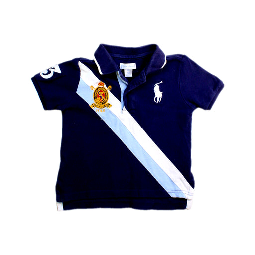 A Navy Short Sleeve Polos from Ralph Lauren in size 12-18M for boy. (Front View)