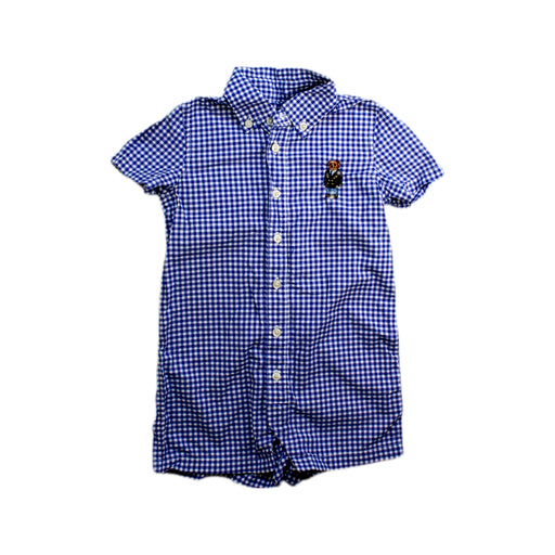 A Blue Short Sleeve Rompers from Ralph Lauren in size 6-12M for boy. (Front View)