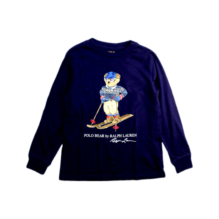 A Navy Long Sleeve T Shirts from Polo Ralph Lauren in size 5T for boy. (Front View)