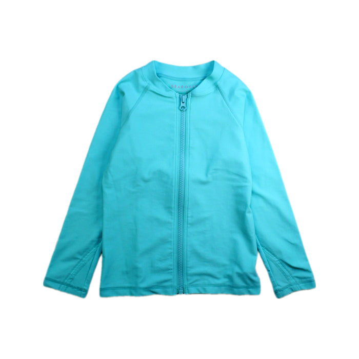 A Teal Rash Guards from Seafolly in size 6T for girl. (Front View)