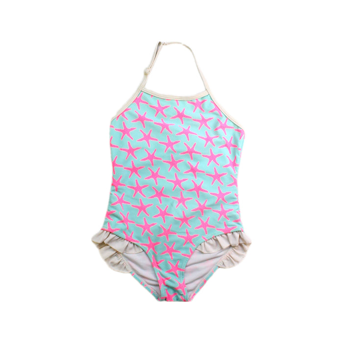 A Pink Swimsuits from Snapper Rock in size 4T for girl. (Front View)