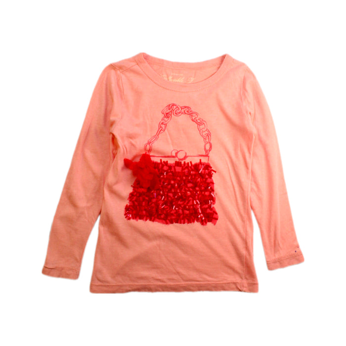 A Pink Long Sleeve Tops from Crewcuts in size 4T for girl. (Front View)