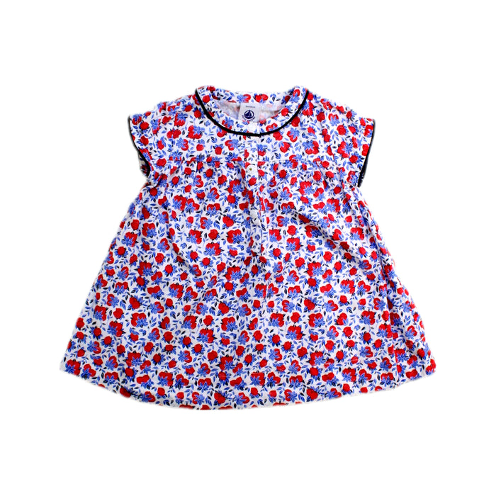 A Red Short Sleeve Dresses from Petit Bateau in size 0-3M for girl. (Front View)