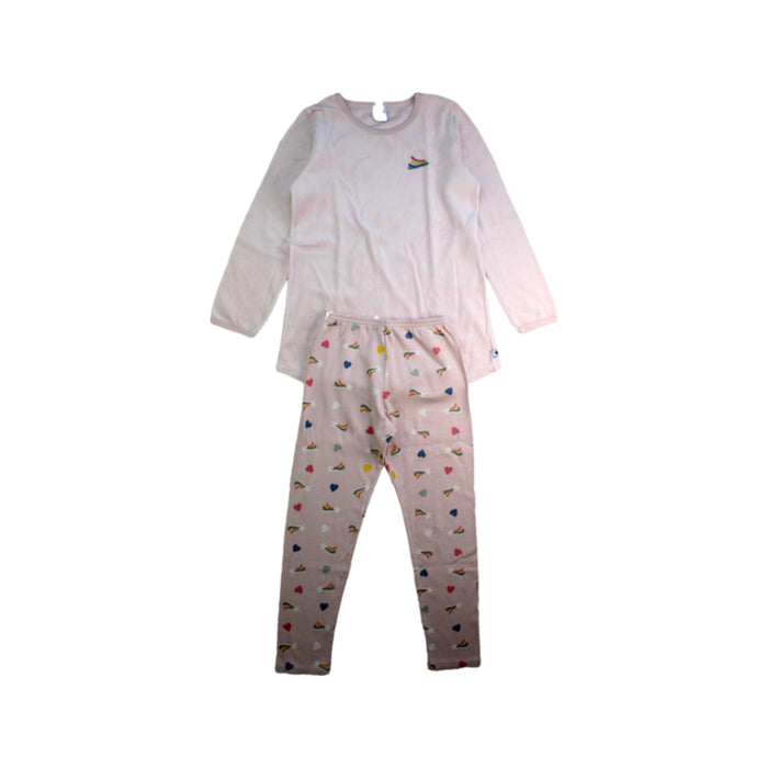 A Pink Pyjama Sets from Petit Bateau in size 6T for girl. (Front View)