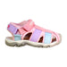 A Pink Sandals from Miki House in size 4T for girl. (Front View)