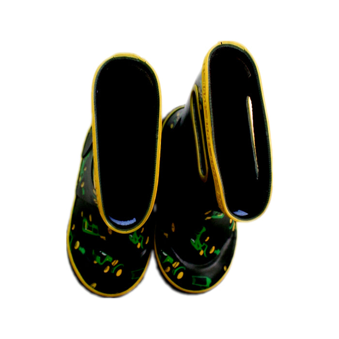 A Black Rain Boots from Bogs in size 4T for boy. (Back View)