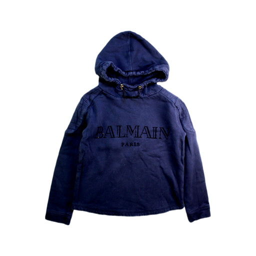 A Navy Hooded Sweatshirts from Balmain in size 10Y for girl. (Front View)