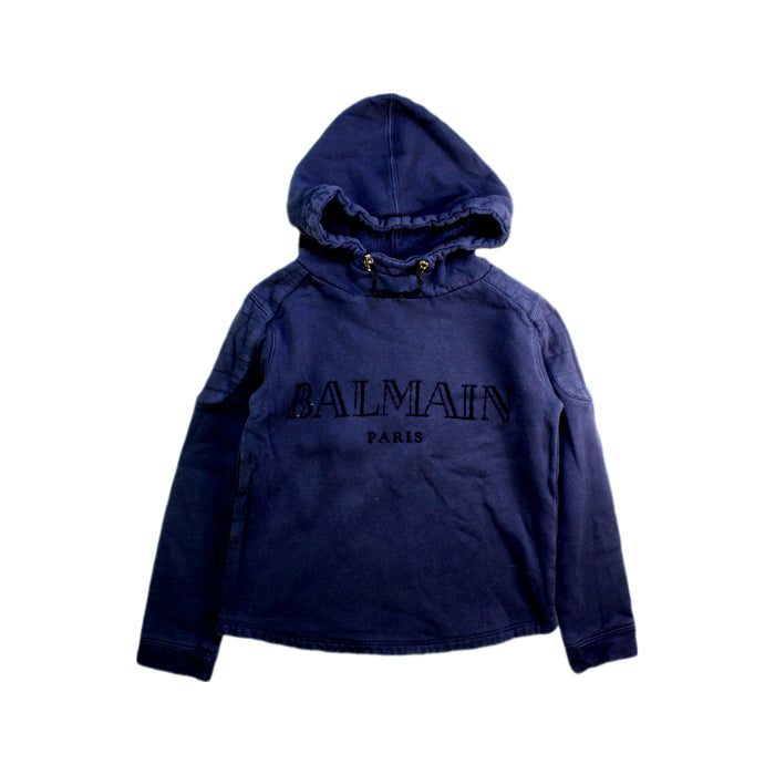 A Navy Hooded Sweatshirts from Balmain in size 10Y for girl. (Front View)