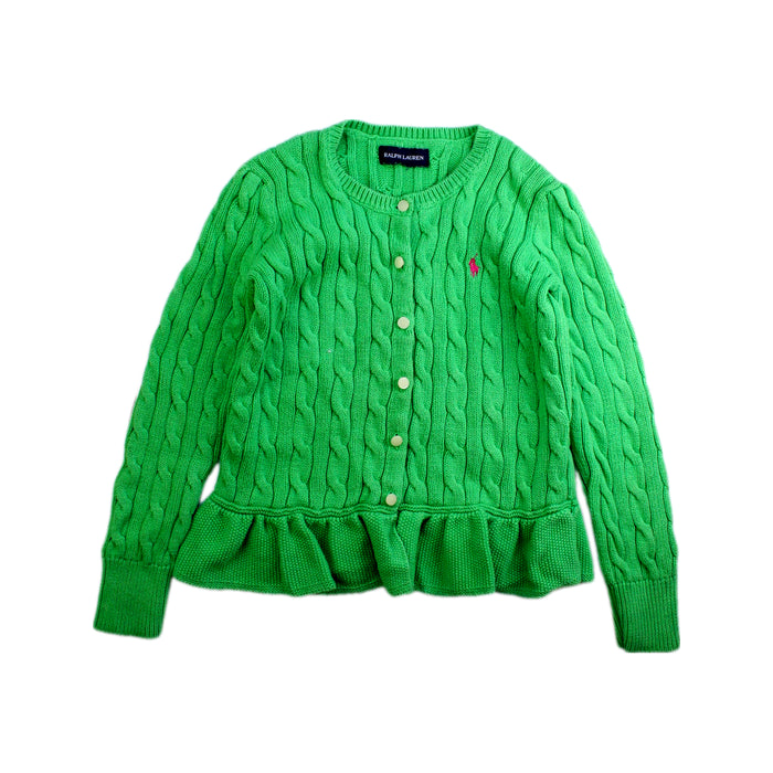 A Green Cardigans from Ralph Lauren in size 8Y for girl. (Front View)