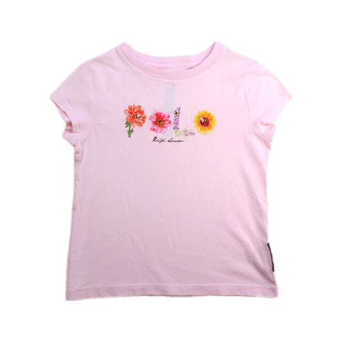 A Pink Short Sleeve T Shirts from Polo Ralph Lauren in size 3T for girl. (Front View)