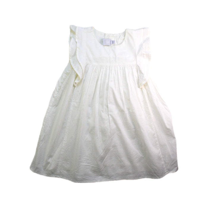 A White Sleeveless Dresses from Petit Bateau in size 4T for girl. (Front View)