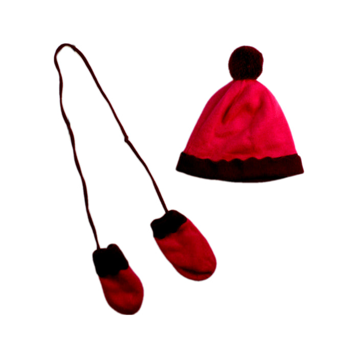 A Pink Winter Hats from Jacadi in size 2T for girl. (Back View)