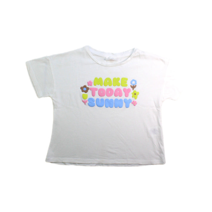 A White Short Sleeve T Shirts from Seed in size 4T for girl. (Front View)