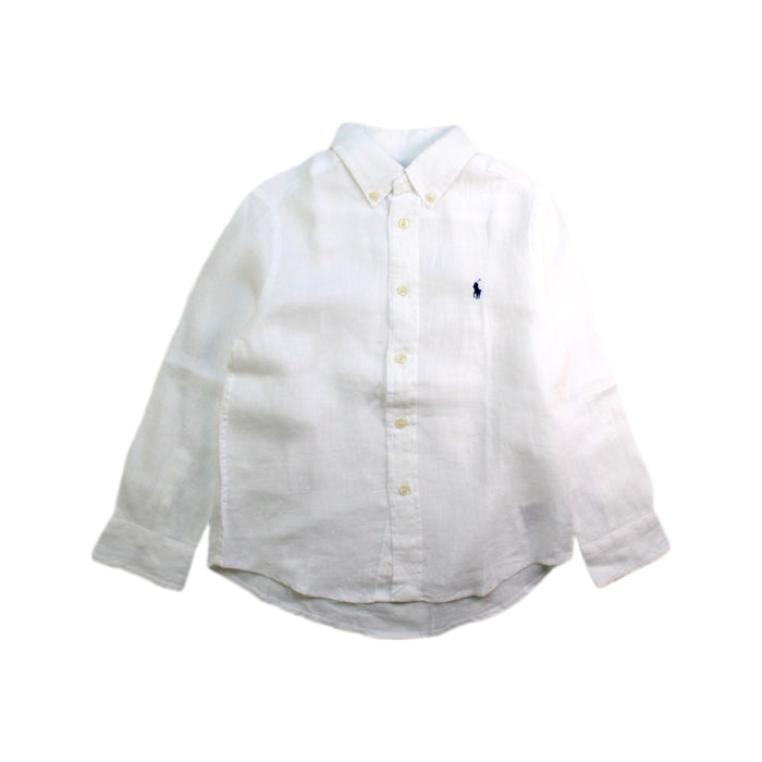 A White Long Sleeve Shirts from Polo Ralph Lauren in size 5T for boy. (Front View)